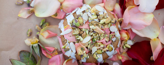 rosewater cake with rose petals